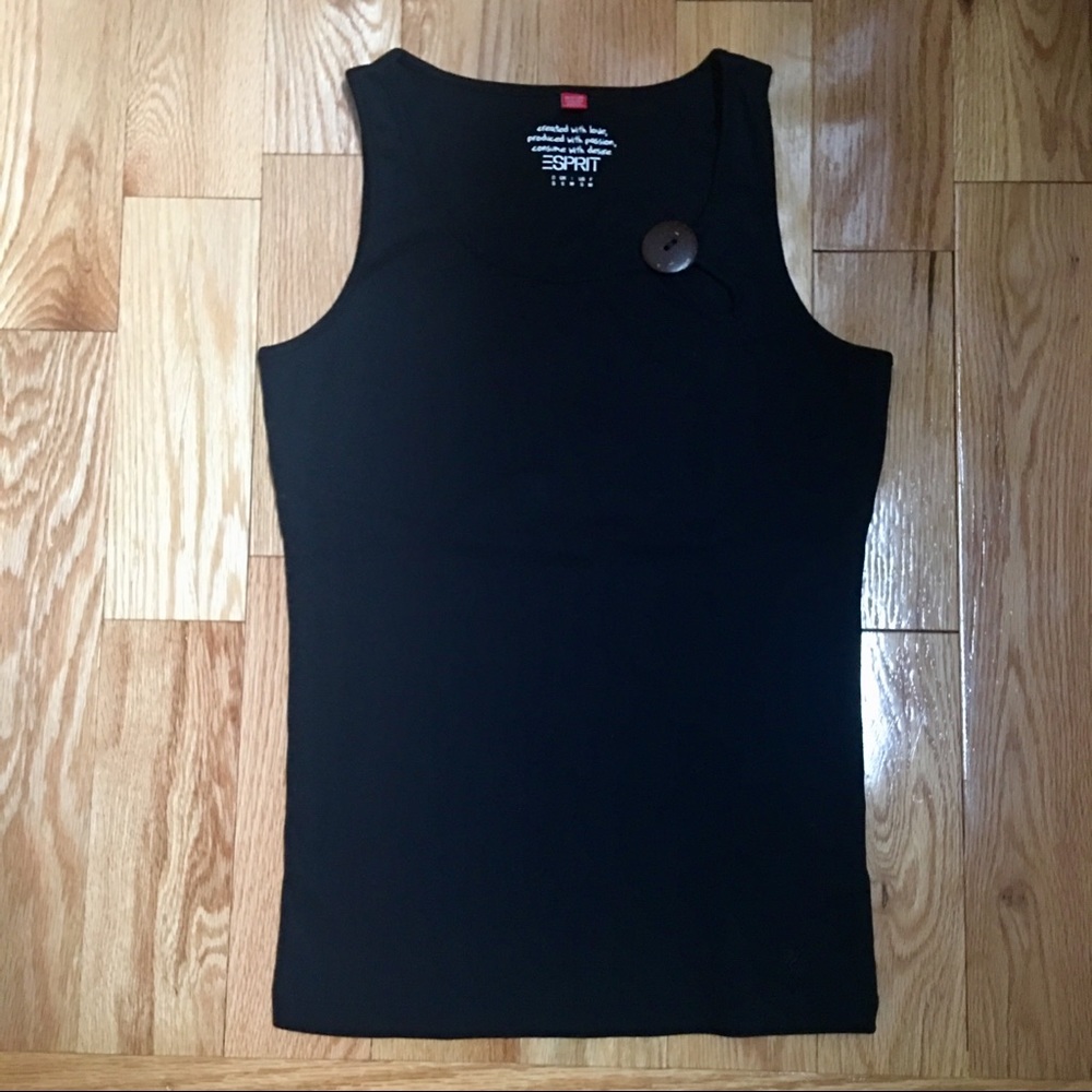 Esprit Black tank top with button embellishment